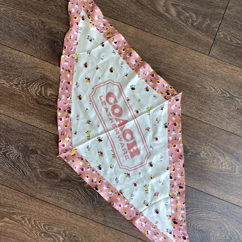 COACH Paint Dab Floral Silk Diamond Scarf - Picture 2 of 5